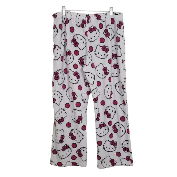 Sanrio Hello Kitty Fleece PJ Pants White Drawstring Lounge Sleep Womens Size XL - Picture 5 of 10